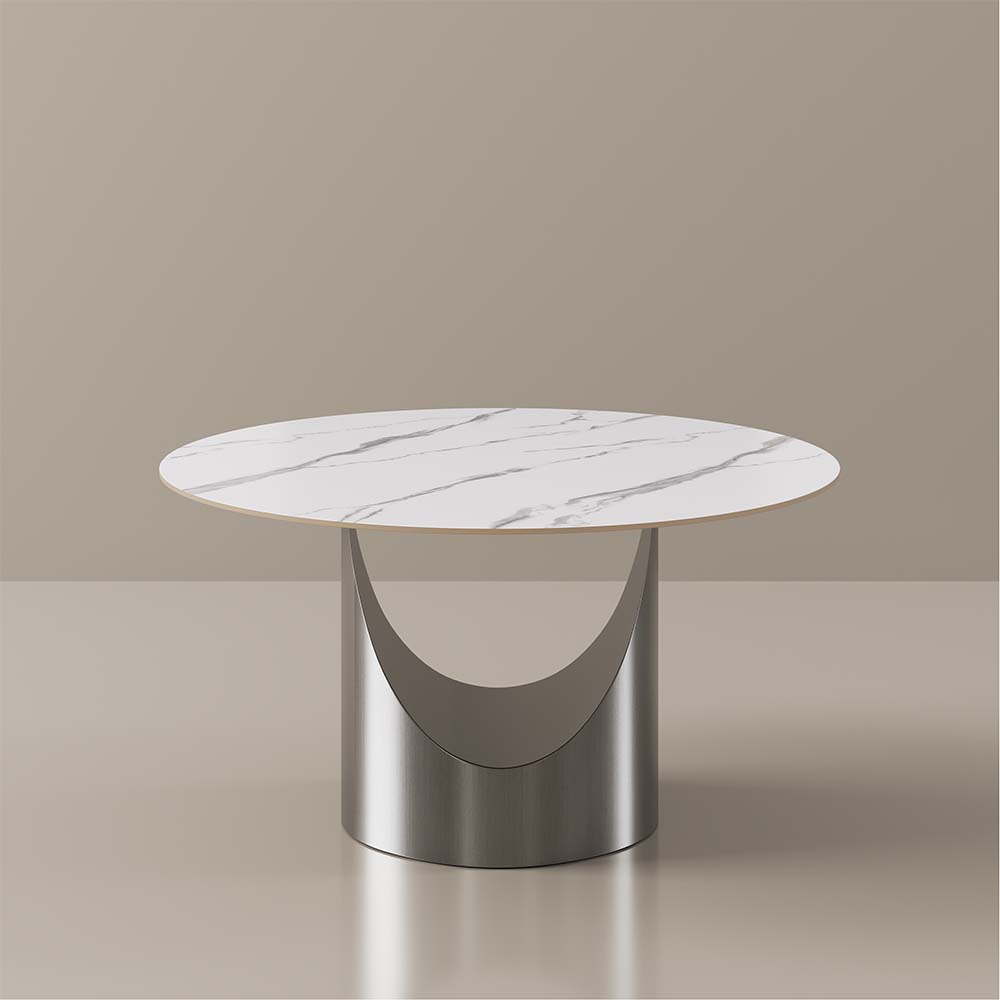 for 6 White Matte Sintered Stone Dining Tables