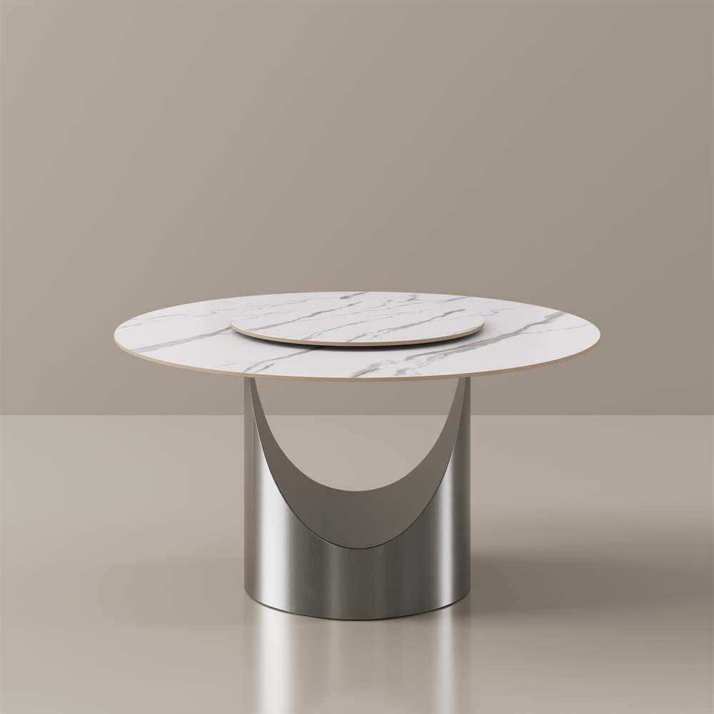 Round White Matte Sintered Stone Dining Tables