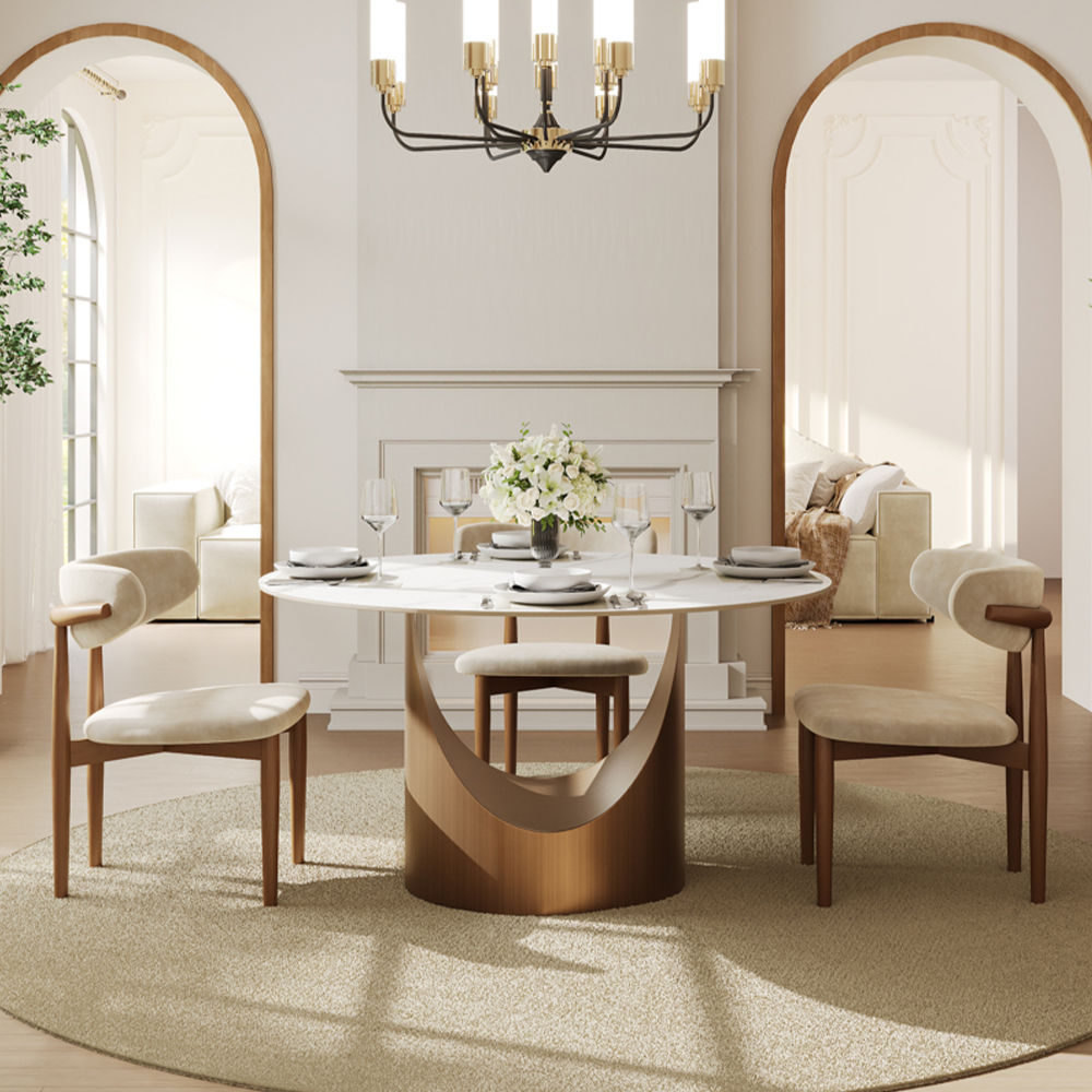 for 6 White Matte Sintered Stone Dining Tables