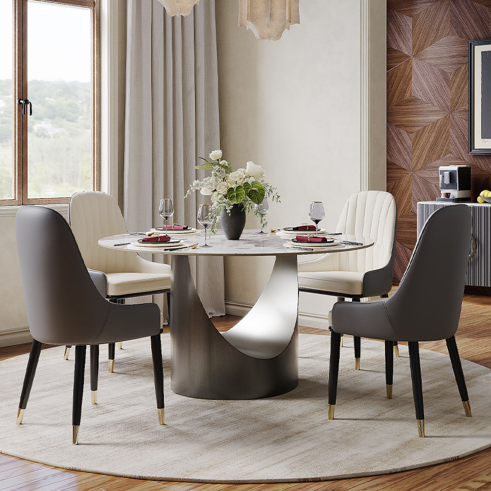 Partly Assemble Pandora Glossy Sintered Stone Dining Tables