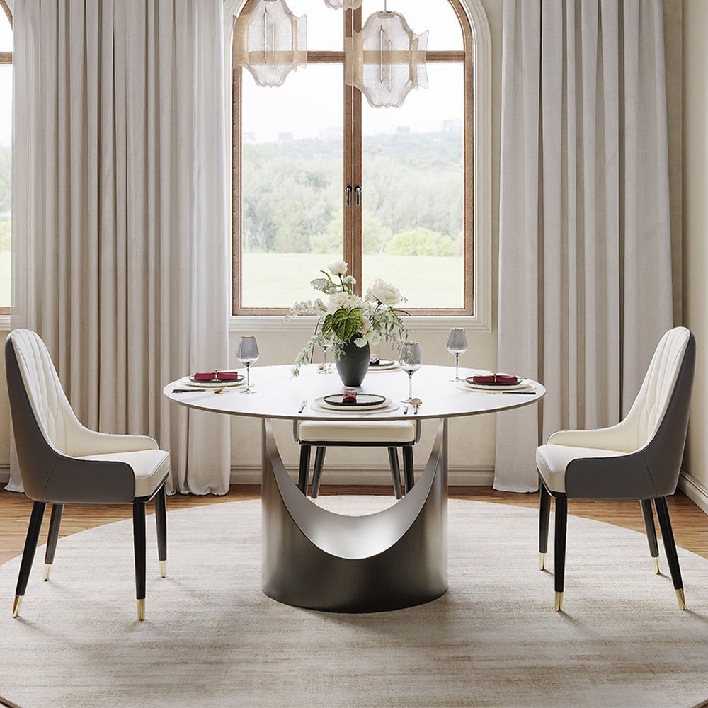 Hobart White Matte Sintered Stone Dining Tables