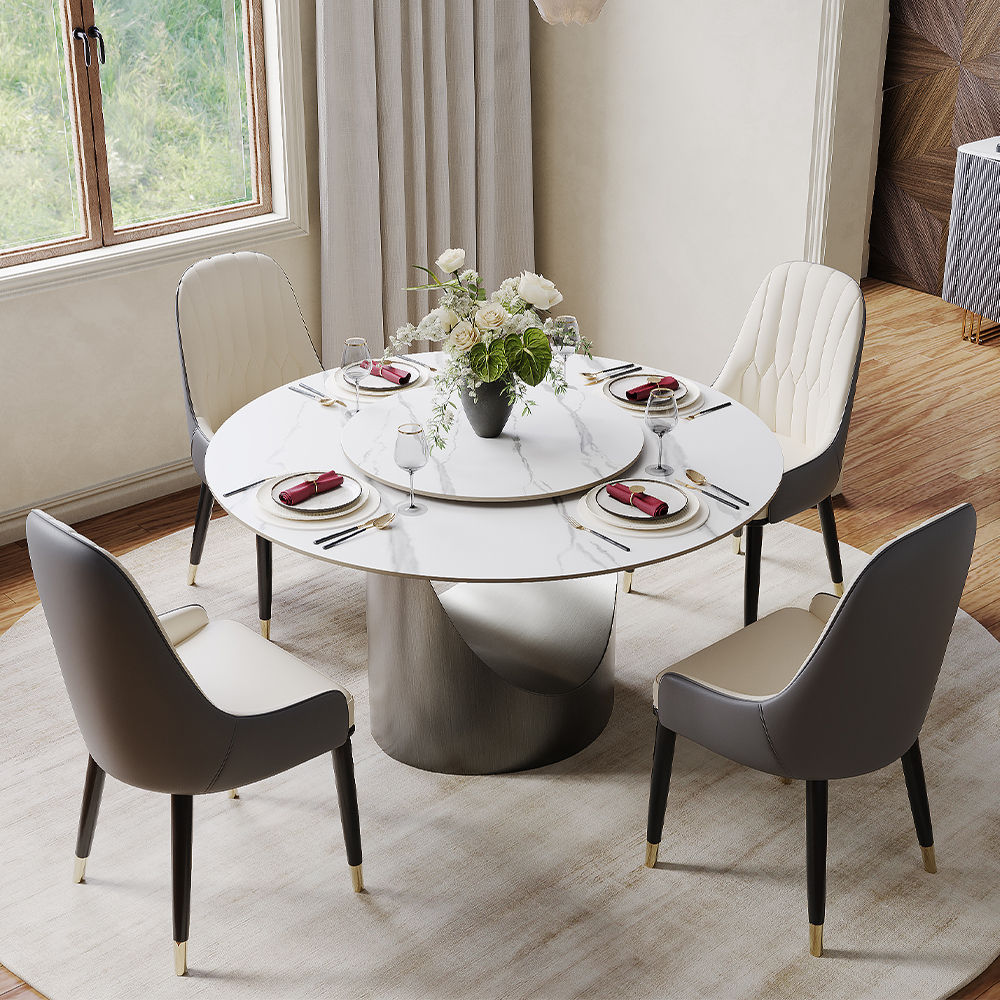 Hobart White Matte Sintered Stone Dining Tables