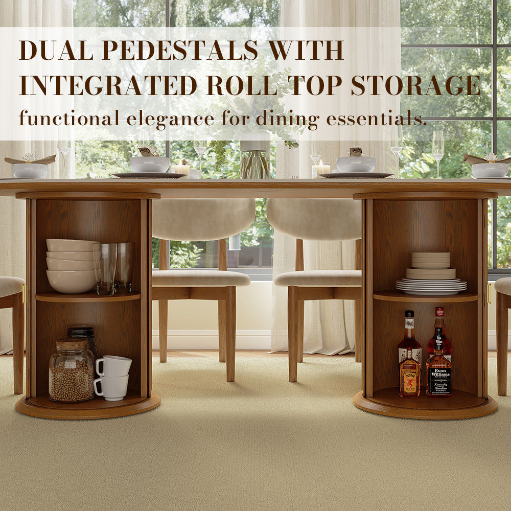 with Storage White & Walnut Glossy Sintered Stone Dining Tables