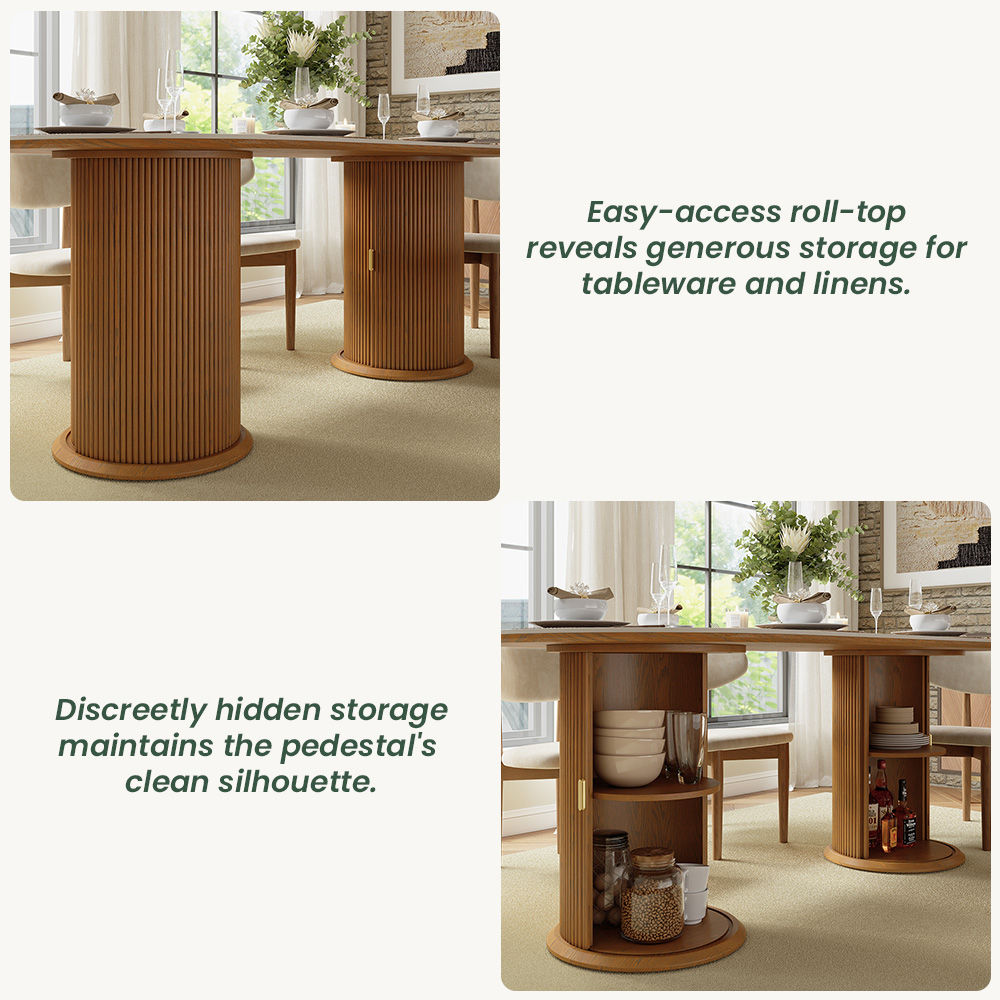 Solid Wood White & Walnut Glossy Sintered Stone Dining Tables