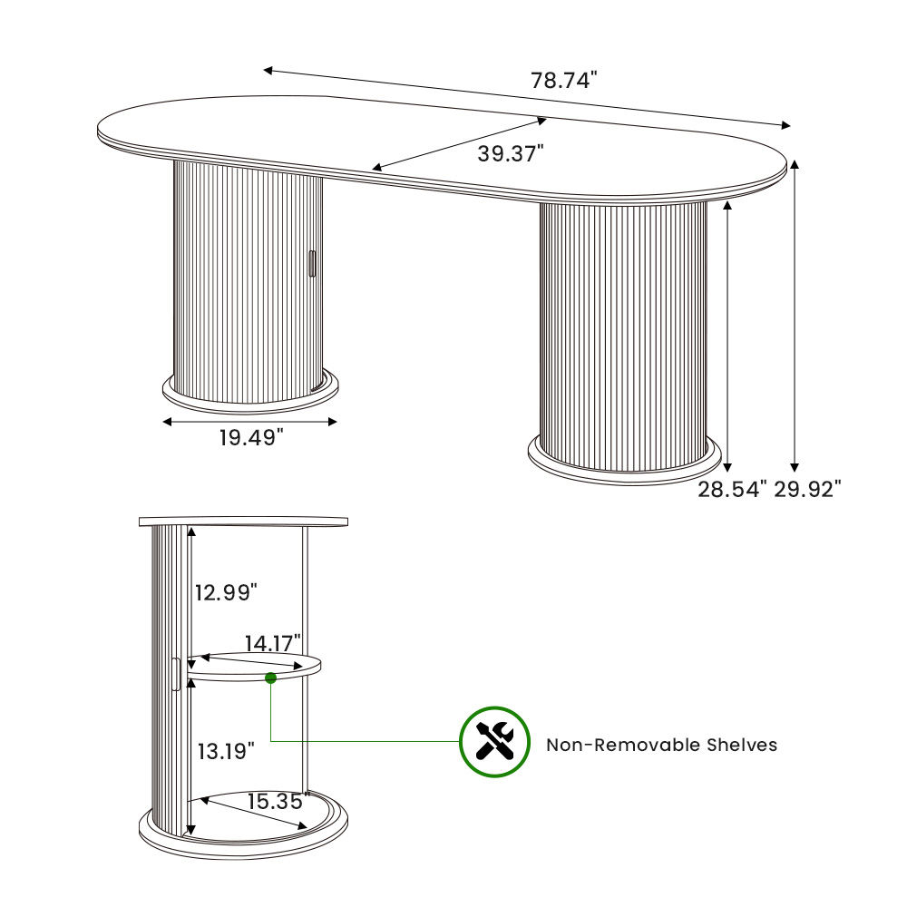 Partial Assembly Required White & Walnut Glossy Sintered Stone Dining Tables