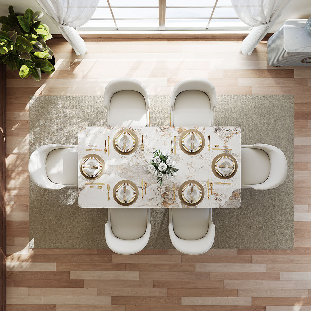 Stainless Steel Pandora & Gold Glossy Sintered Stone Dining Tables