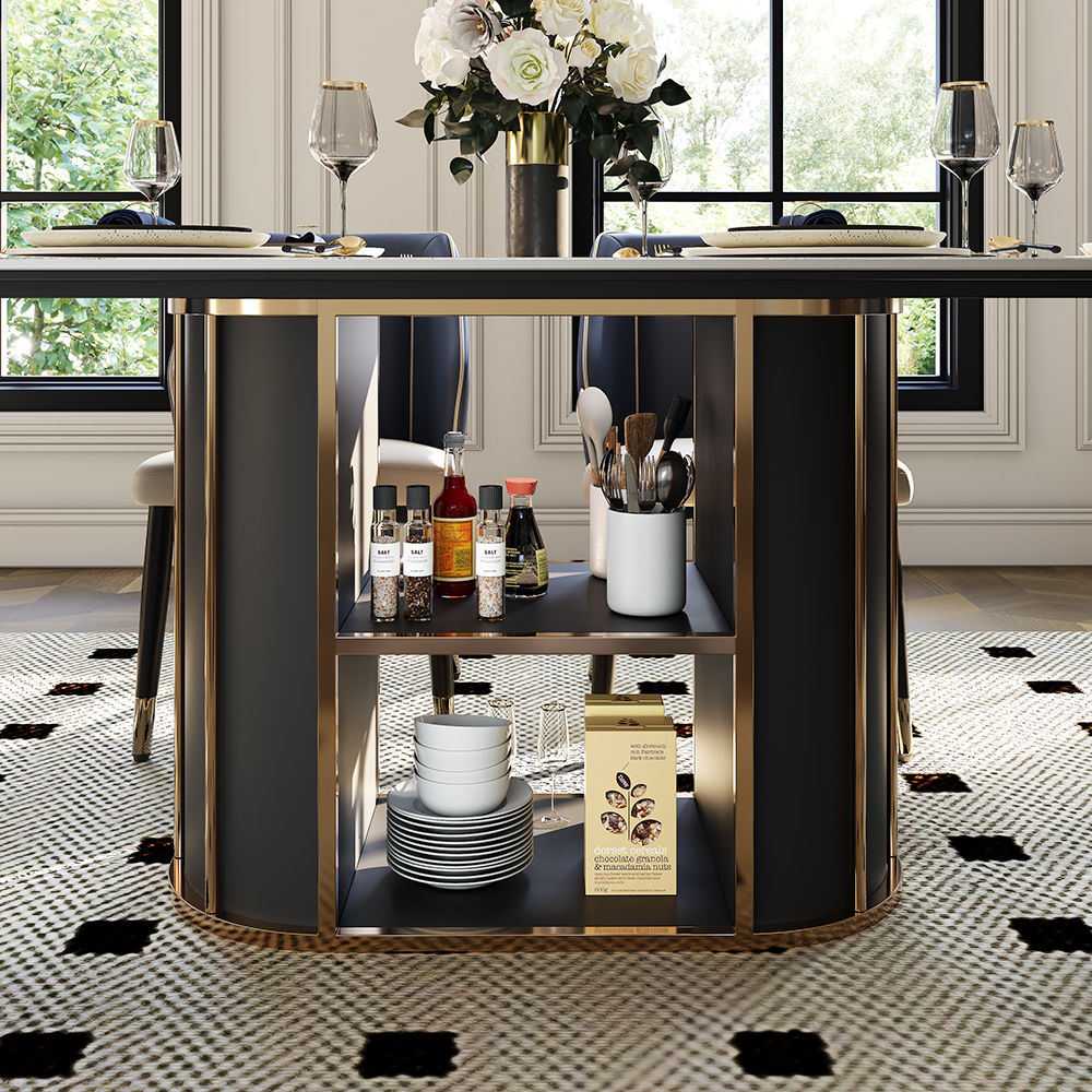 Pandora & Black Glossy Sintered Stone Dining Tables