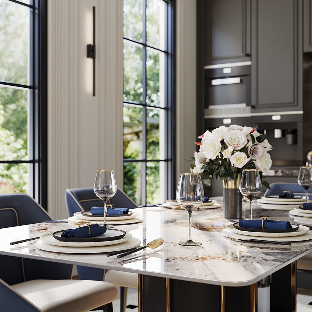 Pandora & Black Glossy Sintered Stone Dining Tables