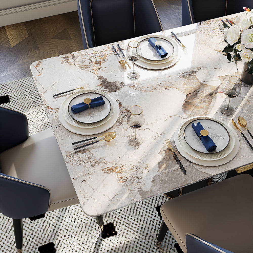 Pandora & Black Glossy Sintered Stone Dining Tables