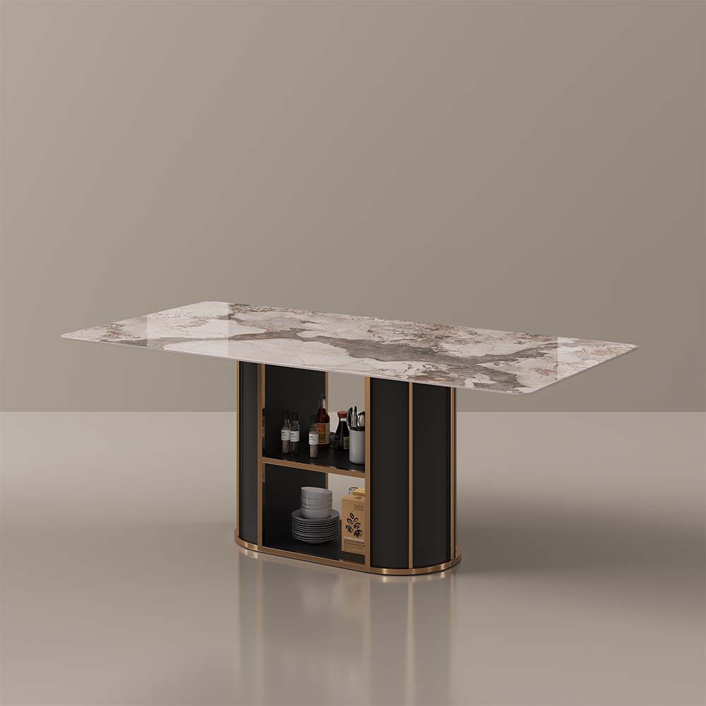 Pandora & Black Glossy Sintered Stone Dining Tables