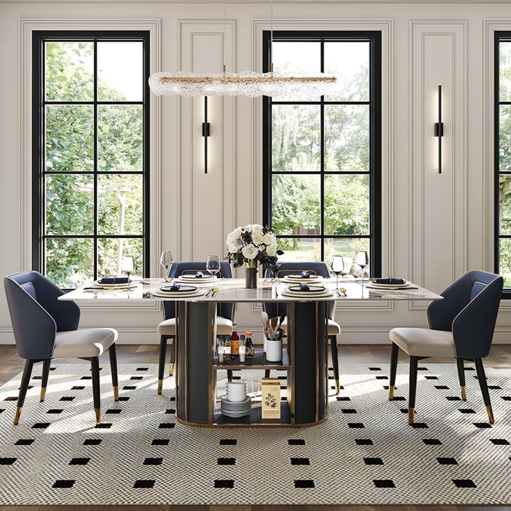 Pandora & Black Glossy Sintered Stone Dining Tables