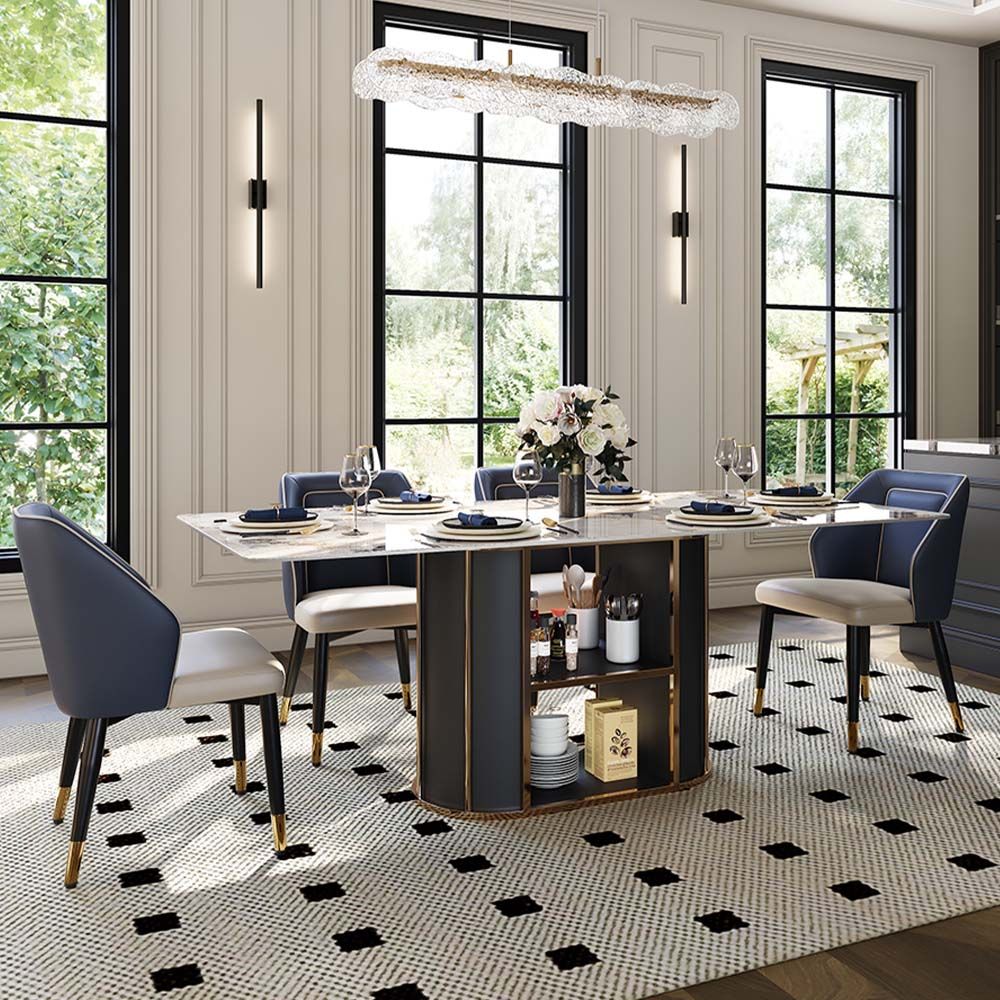 Pandora & Black Glossy Sintered Stone Dining Tables
