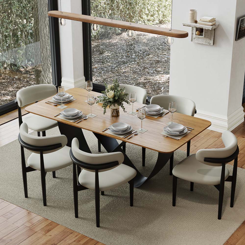 Seats 6 Walnut Color Plywood Dining Tables