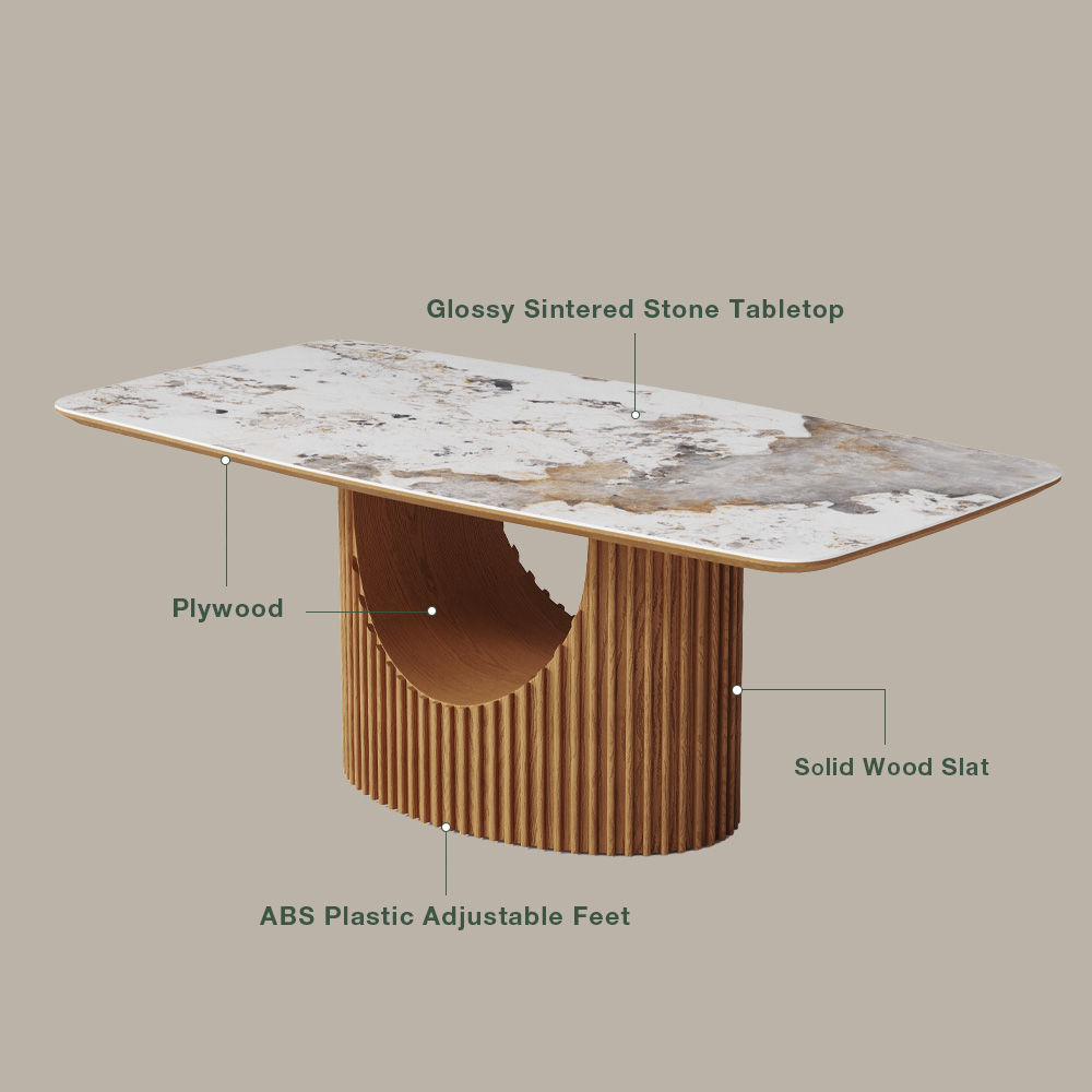 Partial Assembly Required Pandora & Walnut Glossy Sintered Stone Dining Tables
