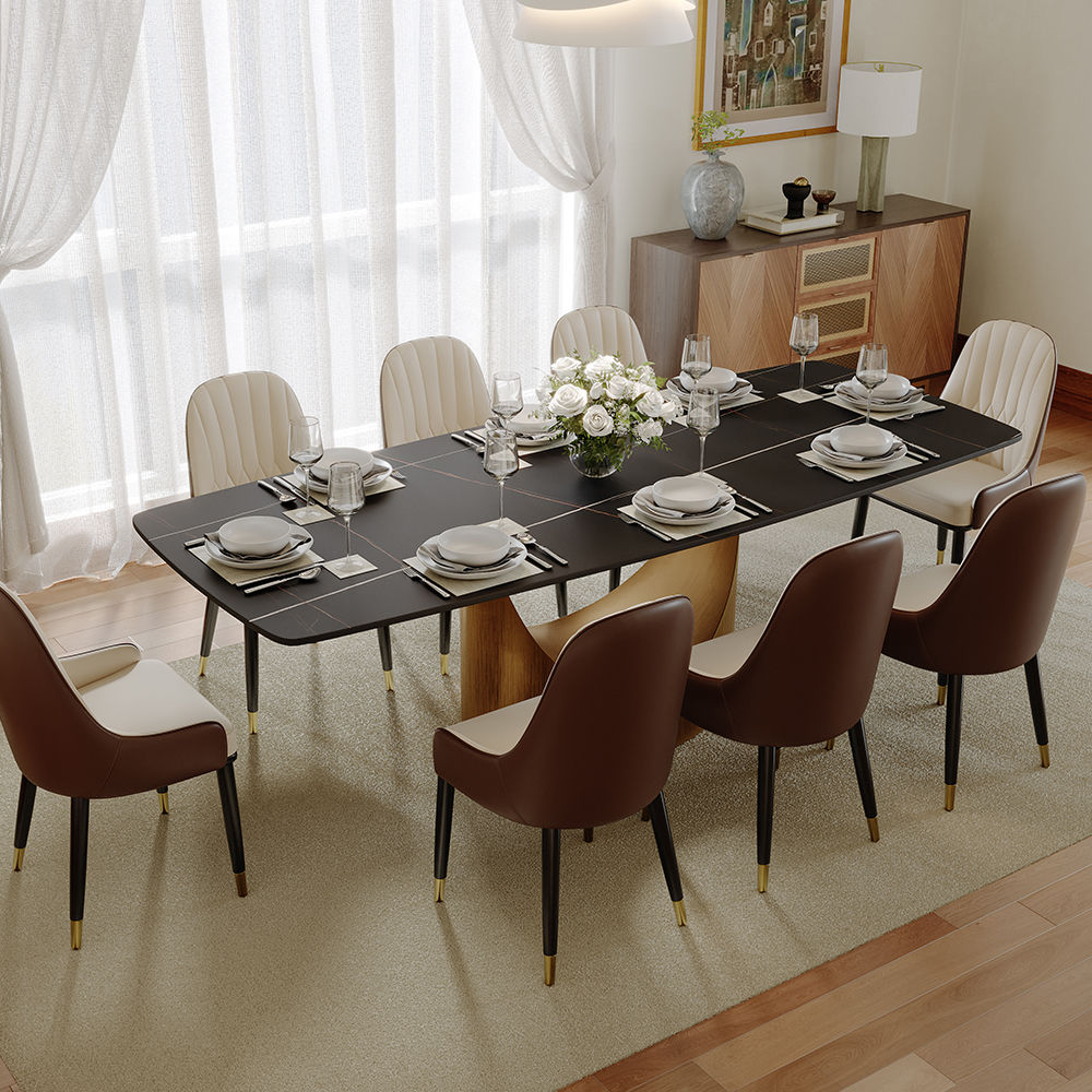 Stainless Steel Matte Black Sintered Stone Dining Tables