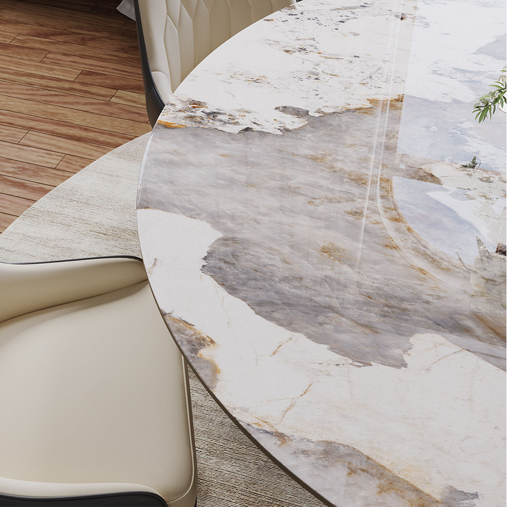 Round Pandora Glossy Sintered Stone Dining Tables