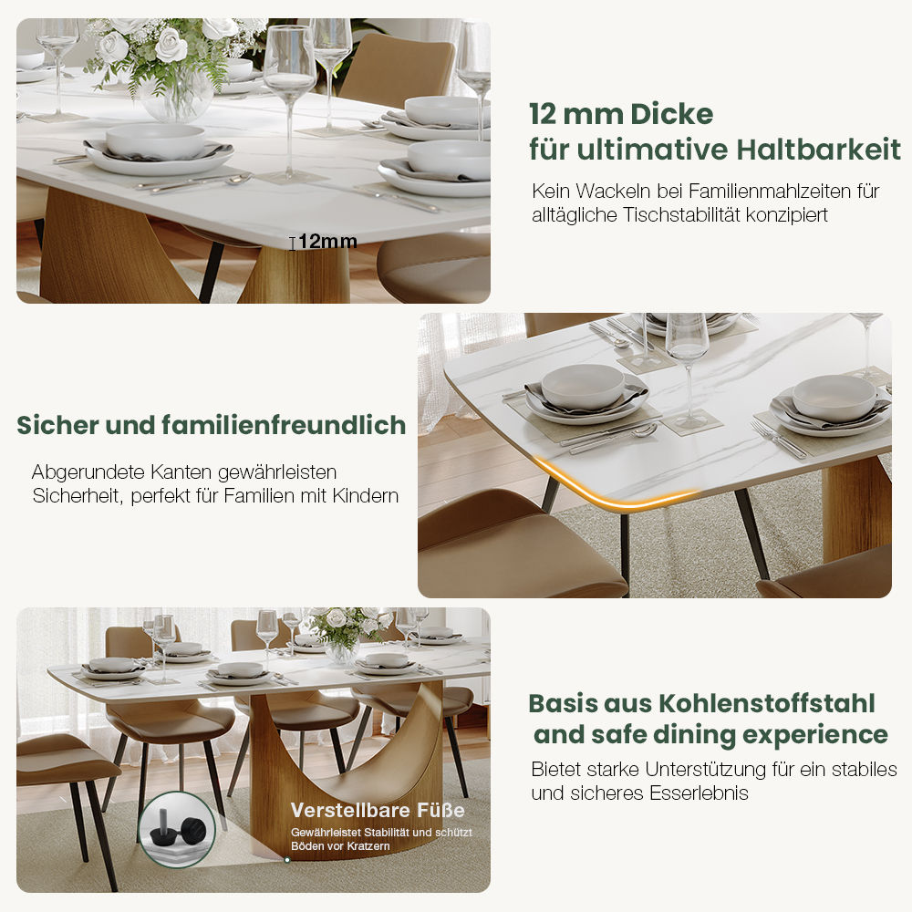 Glänzendes Weiß Sinterstein Esstische