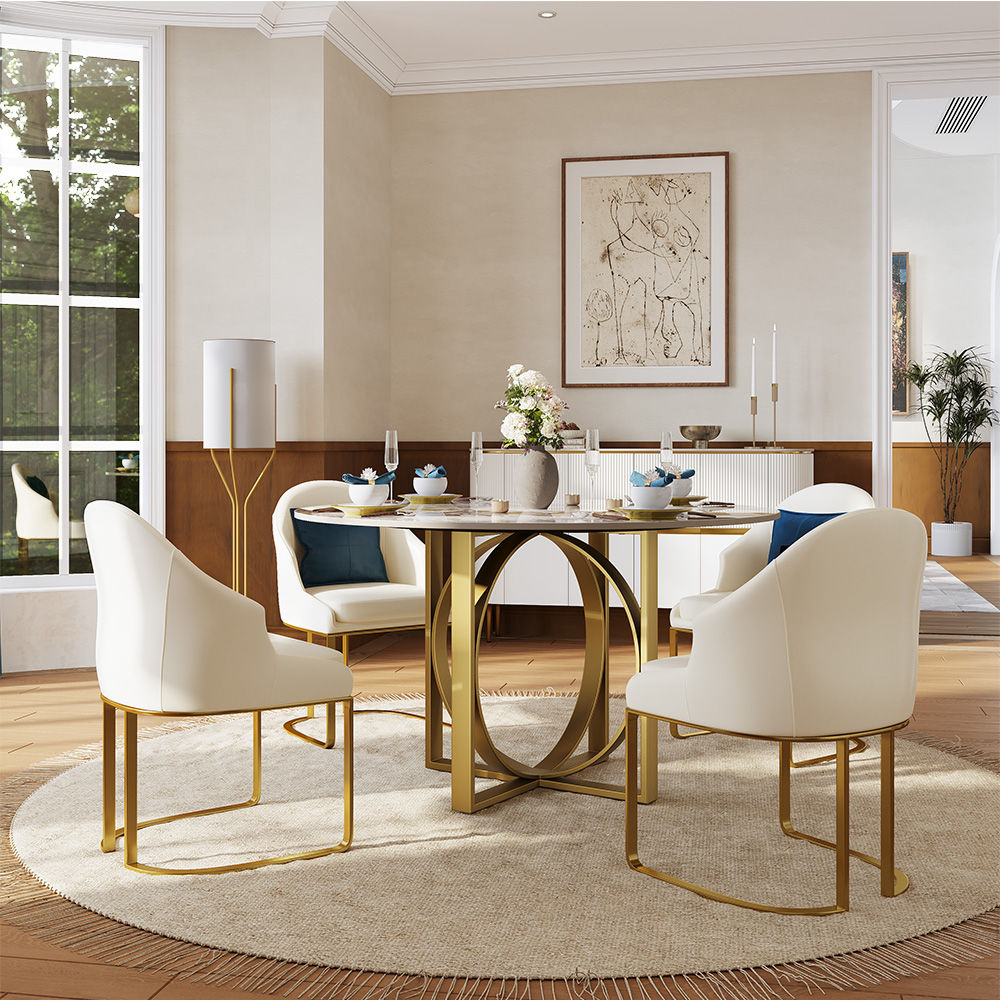 Sintered Stone Pandora & Gold Glossy Sintered Stone Dining Tables