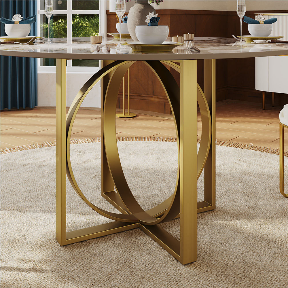 Stainless Steel Pandora & Gold Glossy Sintered Stone Dining Tables