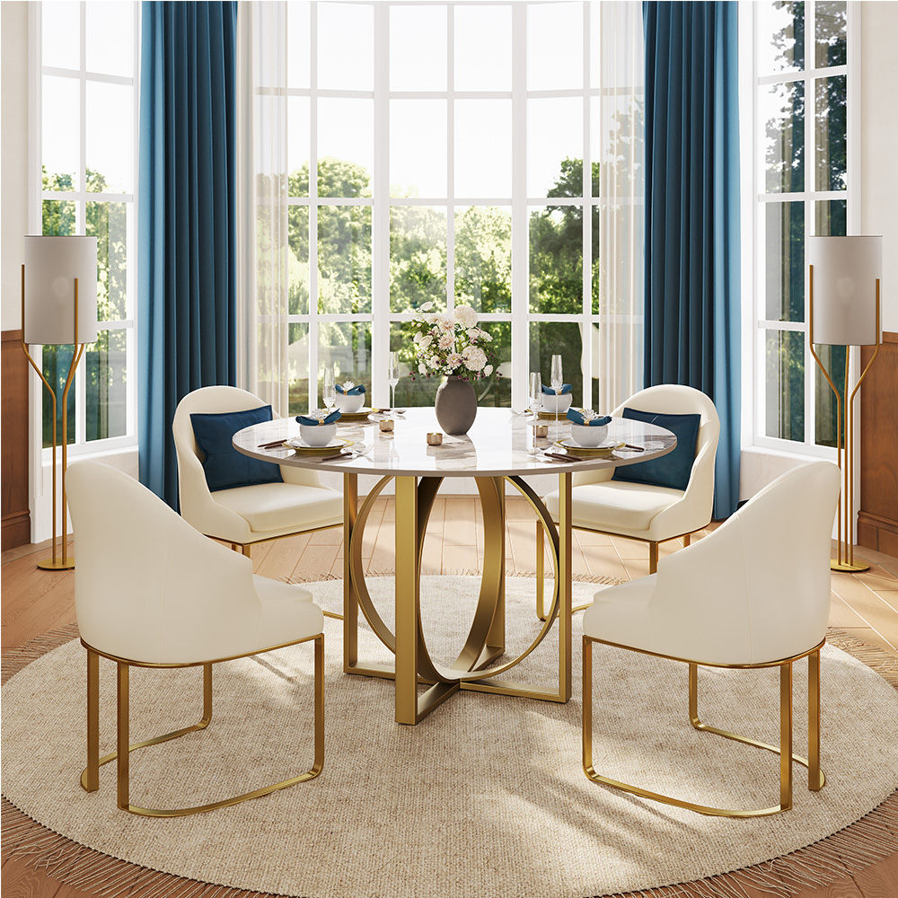 Stainless Steel Pandora & Gold Glossy Sintered Stone Dining Tables