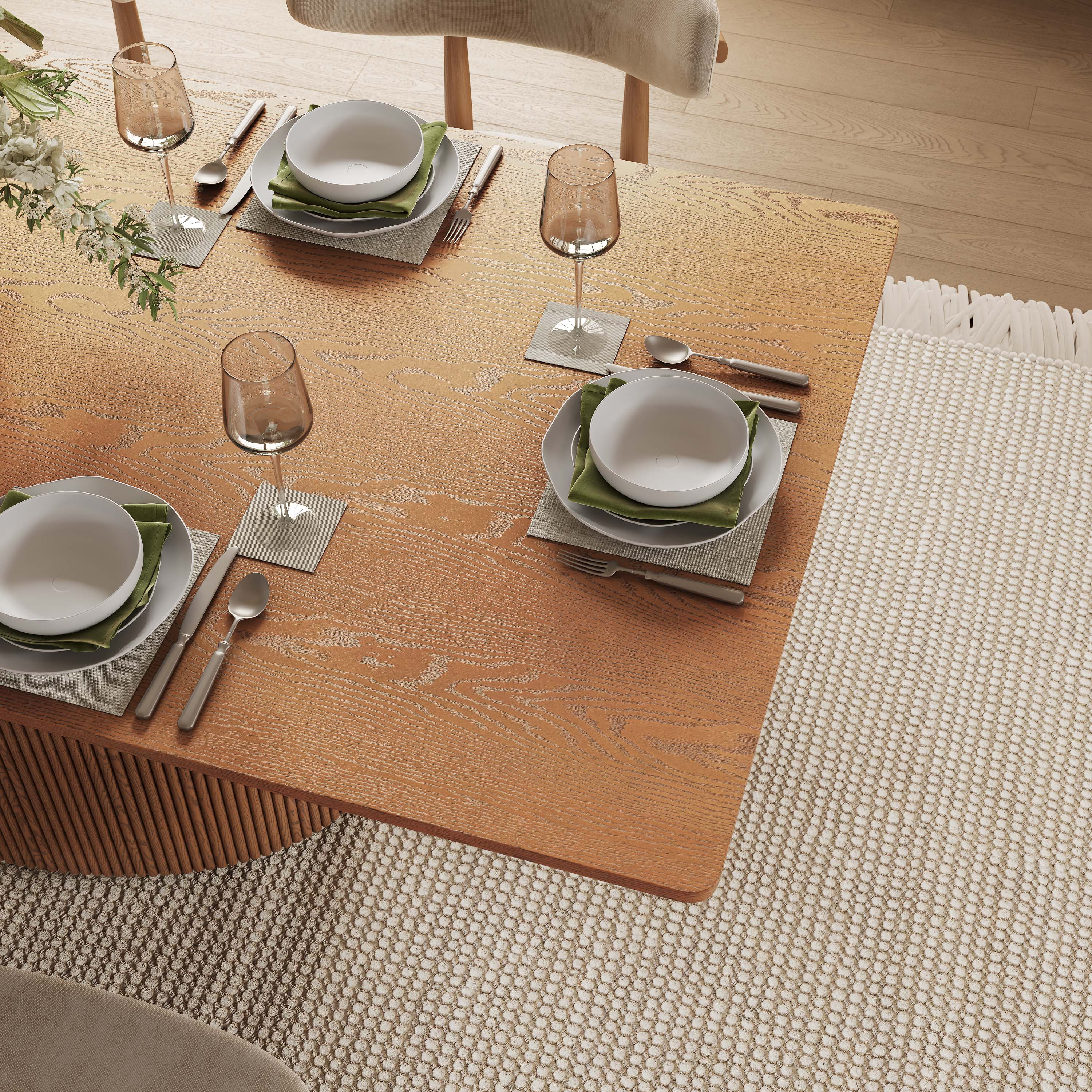 Solid Wood Walnut Color MDF Dining Tables