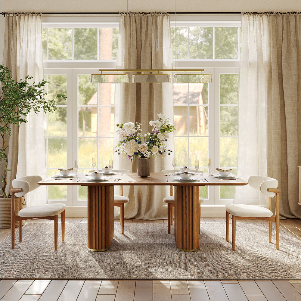 Seats 6 Walnut Color MDF Dining Tables