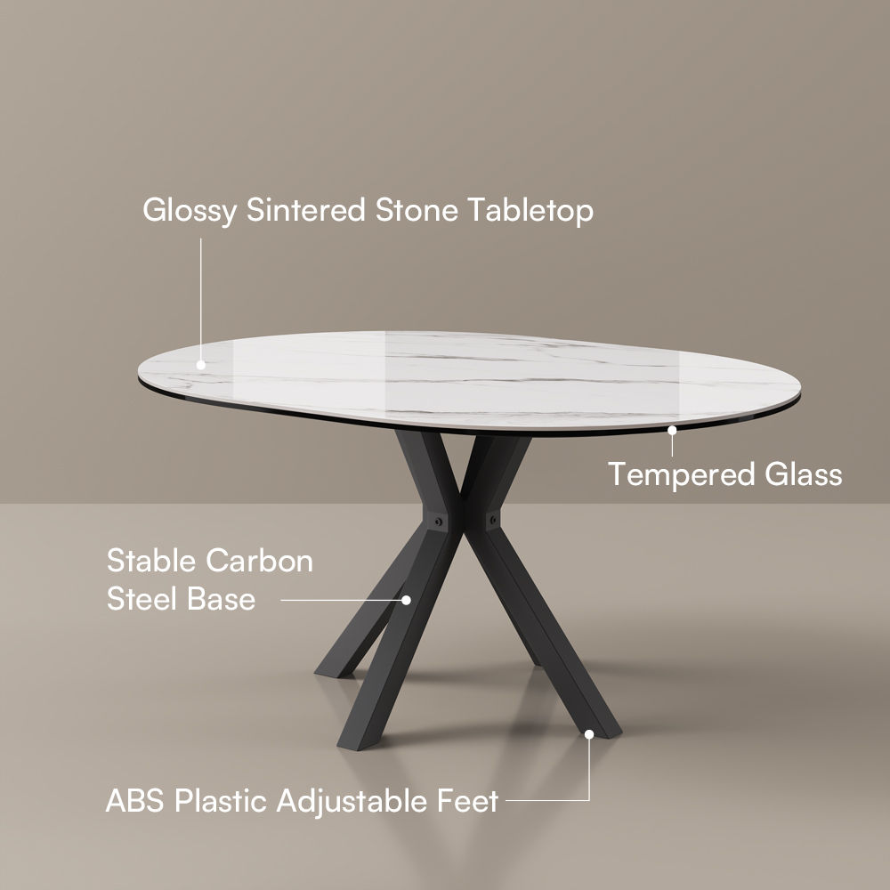 for 4 White & Bronze Glossy Sintered Stone Dining Tables
