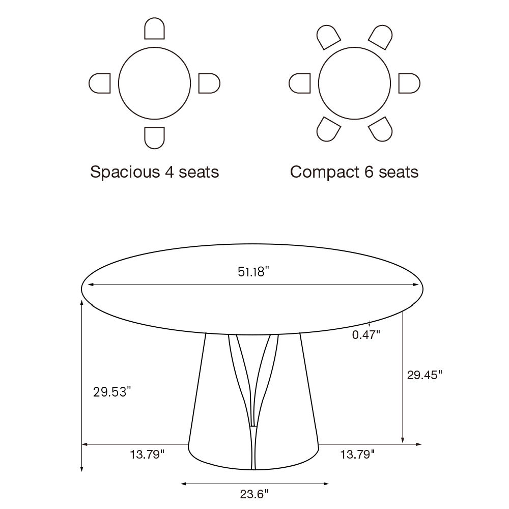 Round White Matte Sintered Stone Dining Tables