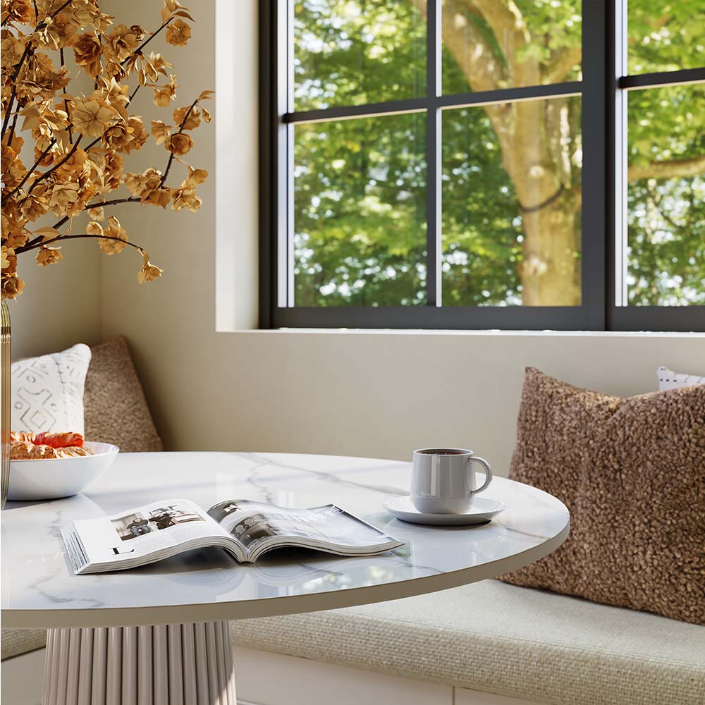 Khaki White Sintered Stone Dining Tables