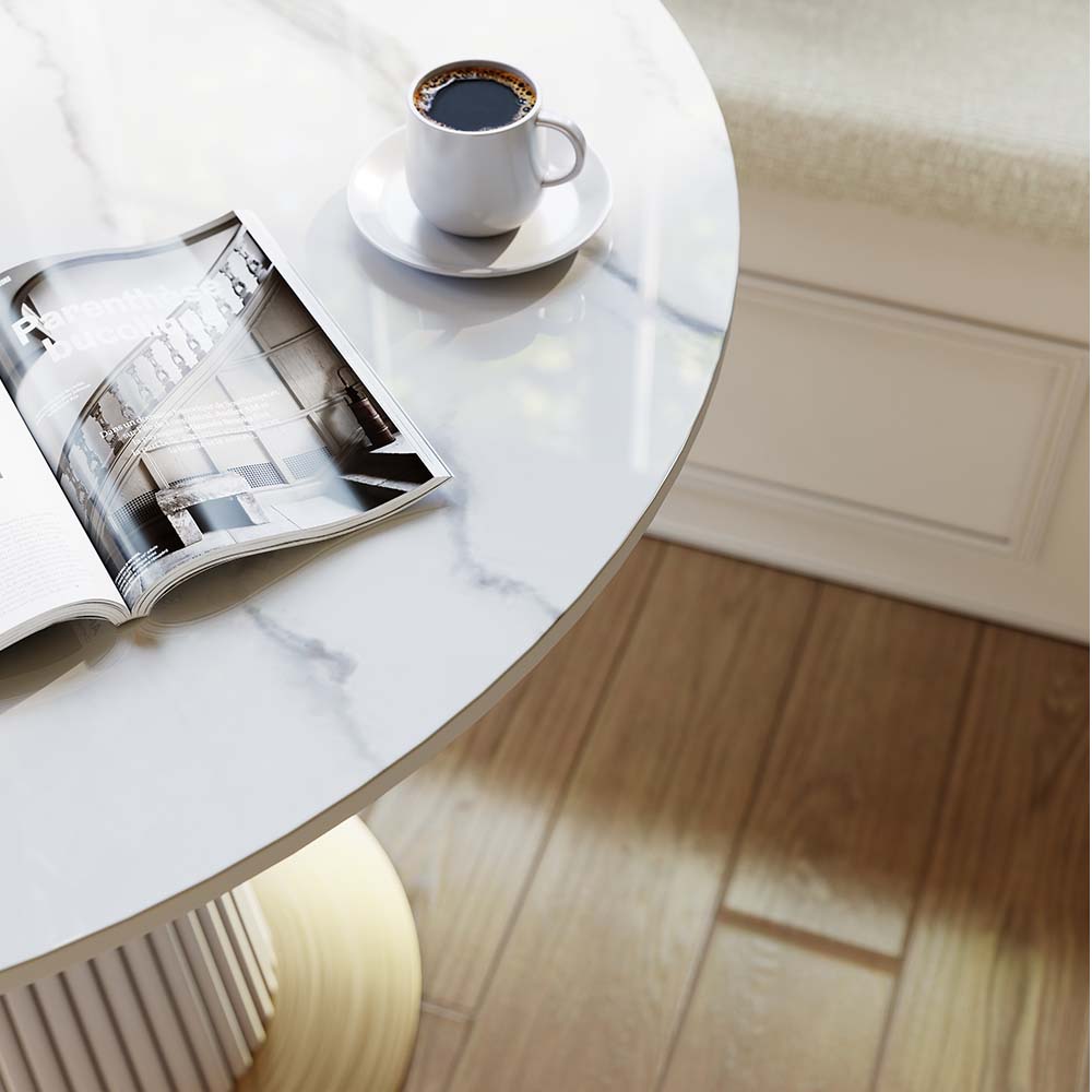 White White Sintered Stone Dining Tables