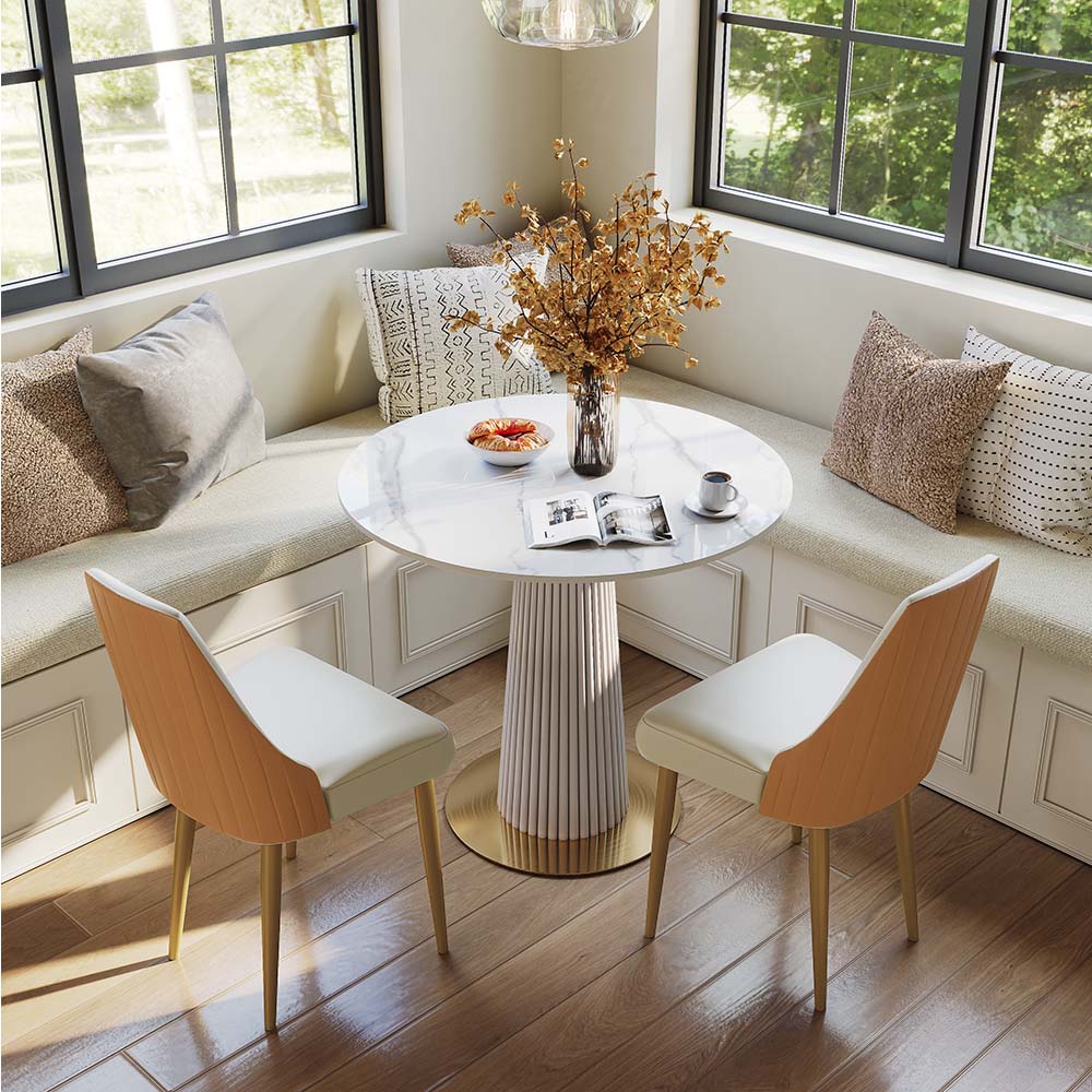 Khaki White Sintered Stone Dining Tables