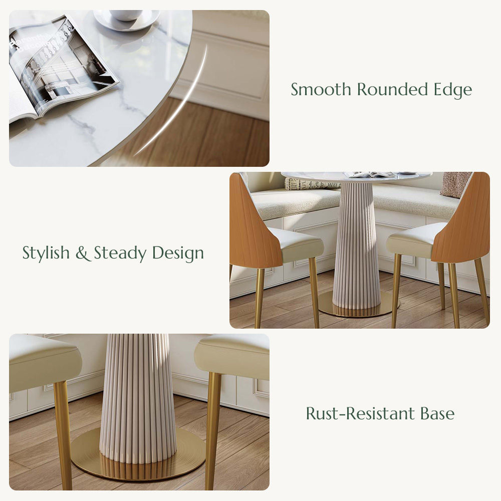 Partial Assembly Required White Sintered Stone Dining Tables