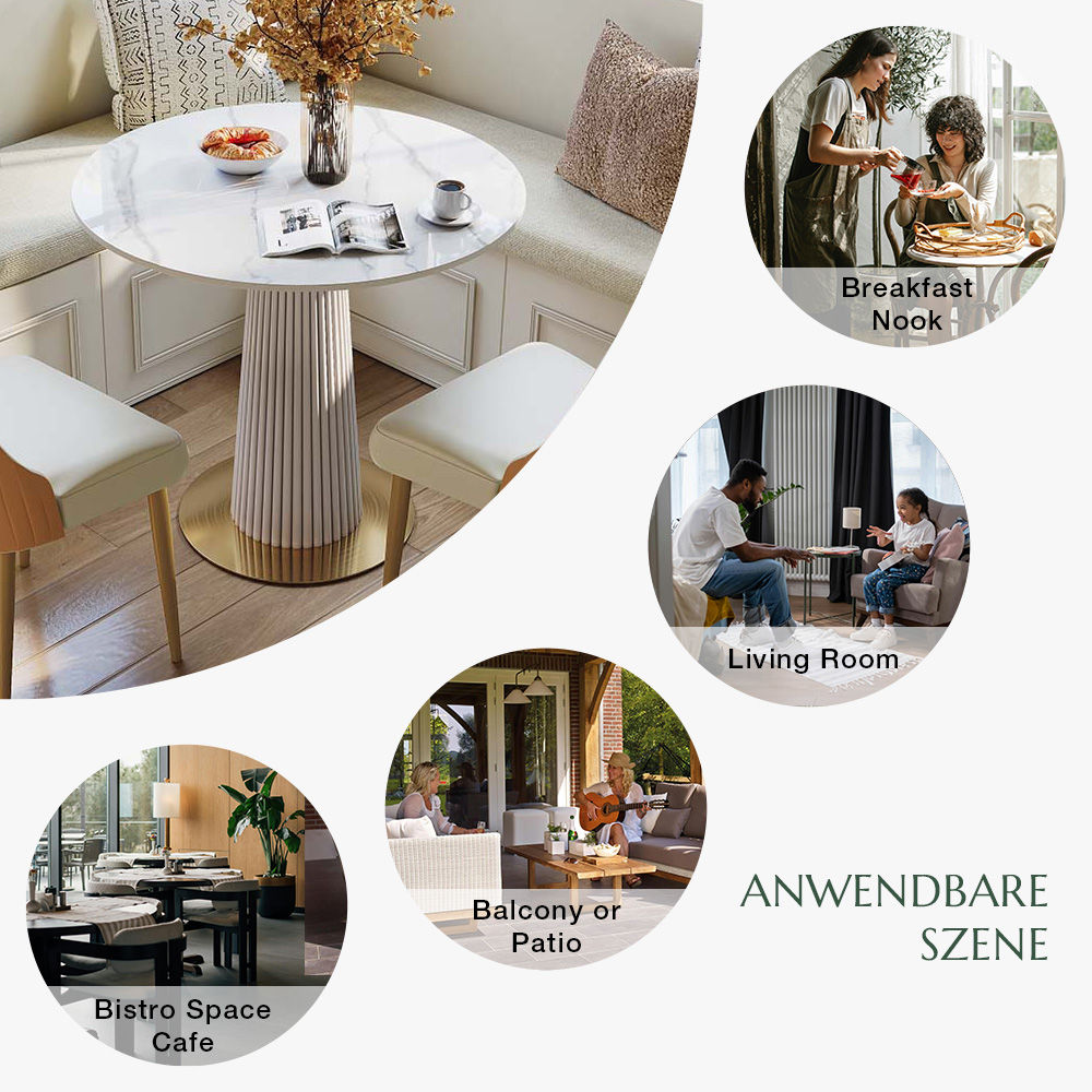 Round White Sintered Stone Dining Tables
