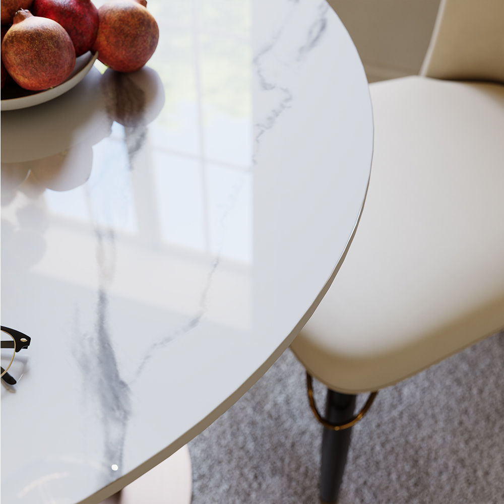 Modern White & Bronze Sintered Stone Dining Tables