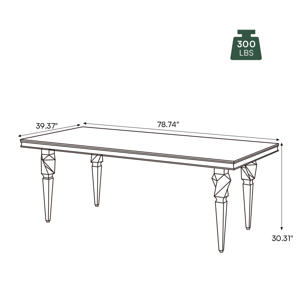 Base Black & Gold Tempered Glass Dining Tables