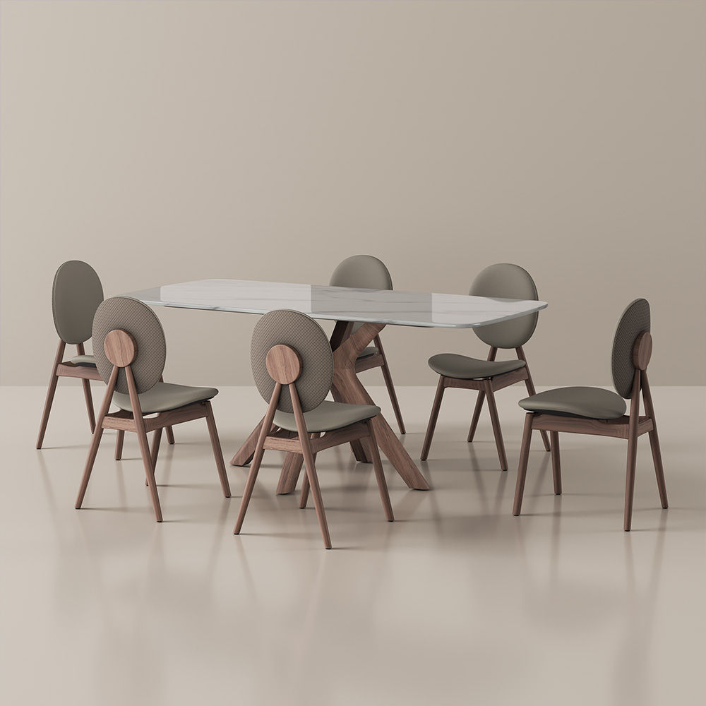 White White & Walnut Marble Dining Tables