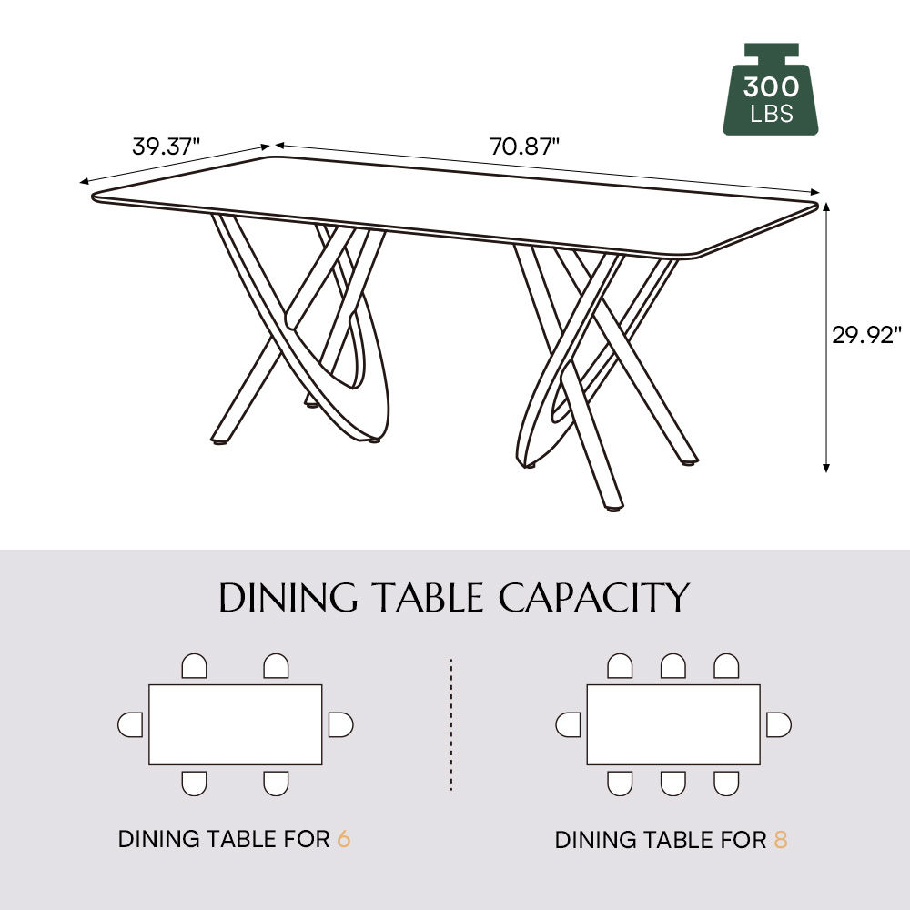 Metal Leg White & Golden Glossy Sintered Stone Dining Tables