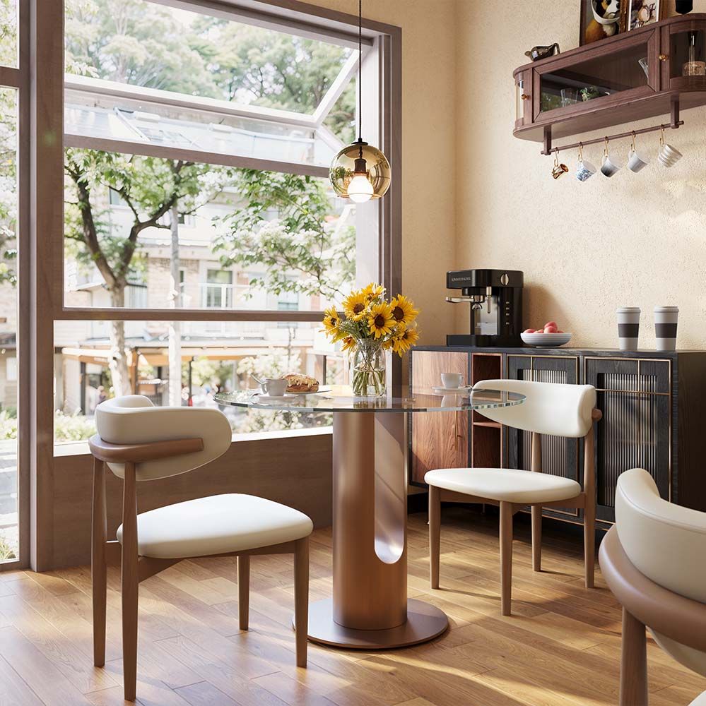 Modern Transparent & Bronze Tempered Glass Dining Tables