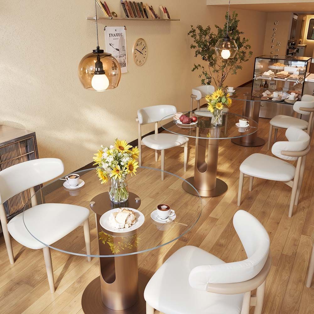 Partial Assembly Required Transparent & Bronze Tempered Glass Dining Tables