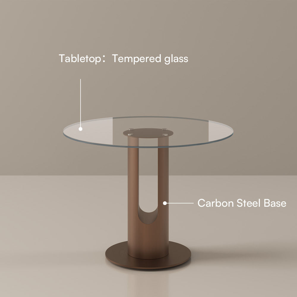 Partly Assemble Transparent & Bronze Tempered Glass Dining Tables