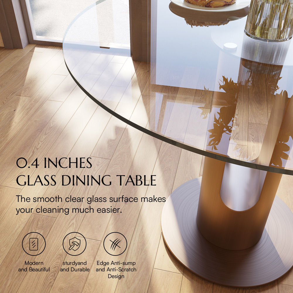 Partial Assembly Required Transparent & Bronze Tempered Glass Dining Tables