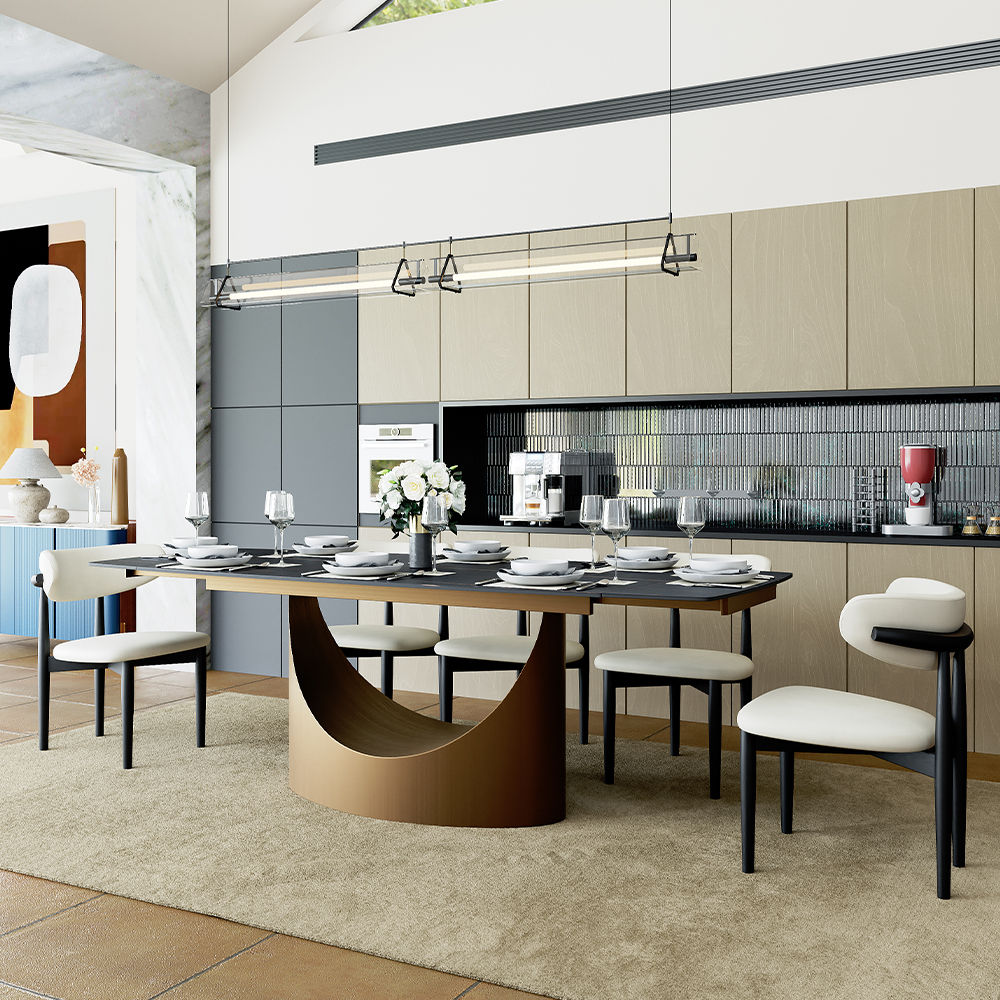Stainless Steel Matte Black Sintered Stone Dining Tables