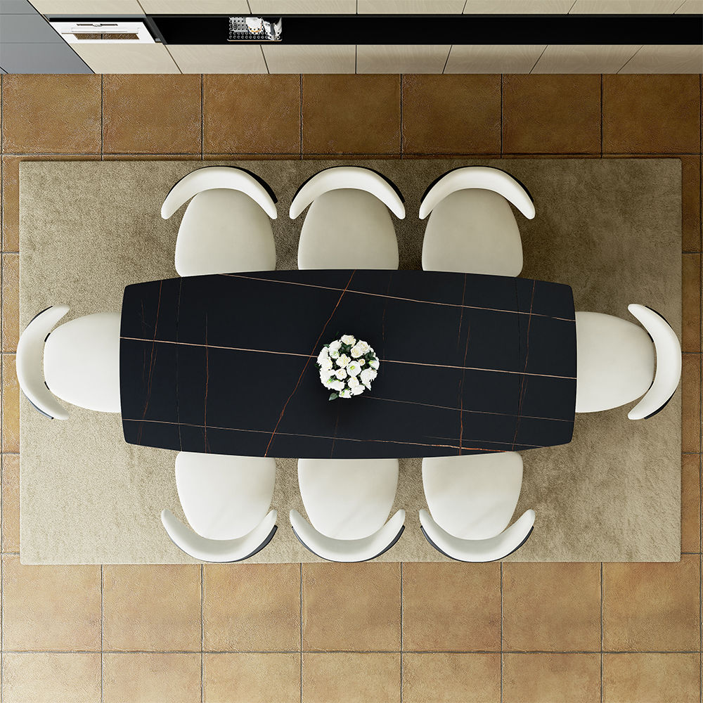 Seats 8 Matte Black Sintered Stone Dining Tables