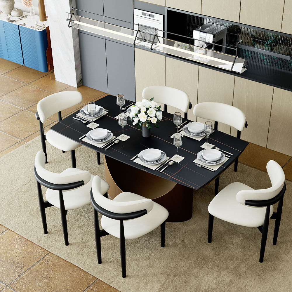 Bronze Matte Black Sintered Stone Dining Tables