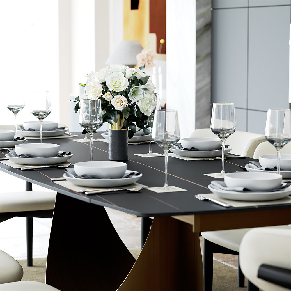Black Matte Black Sintered Stone Dining Tables