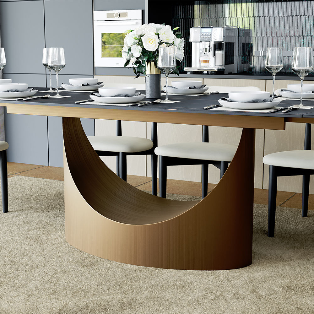 for 8 Matte Black Sintered Stone Dining Tables