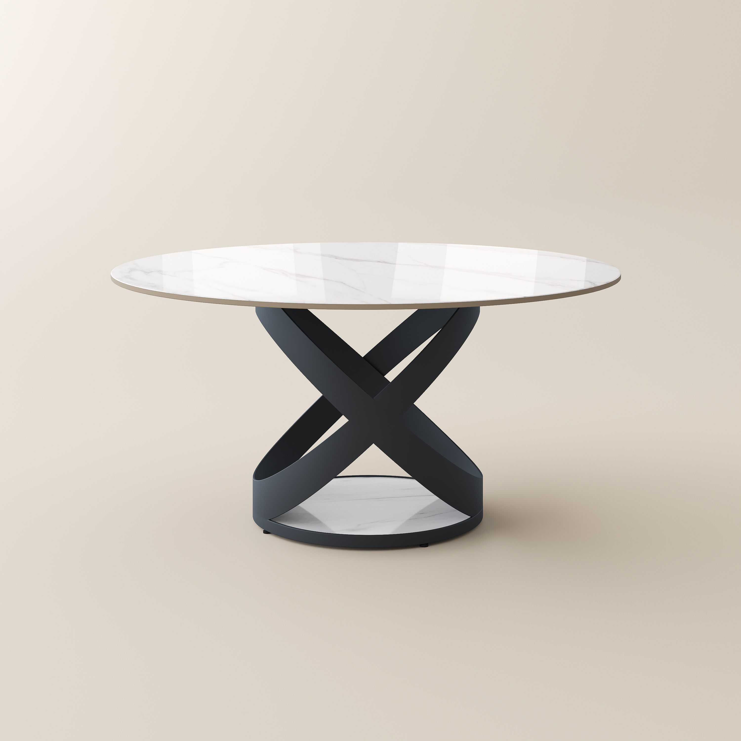 for 6 White Glossy Sintered Stone Dining Tables