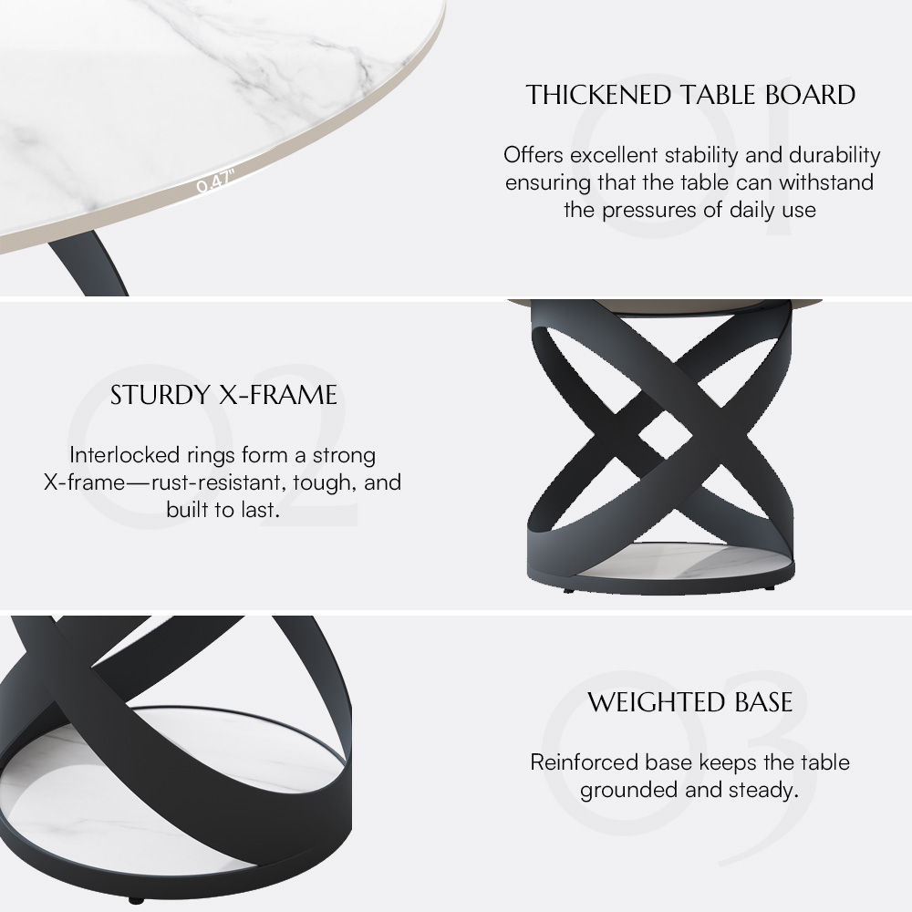 Maxwell White Glossy Sintered Stone Dining Tables