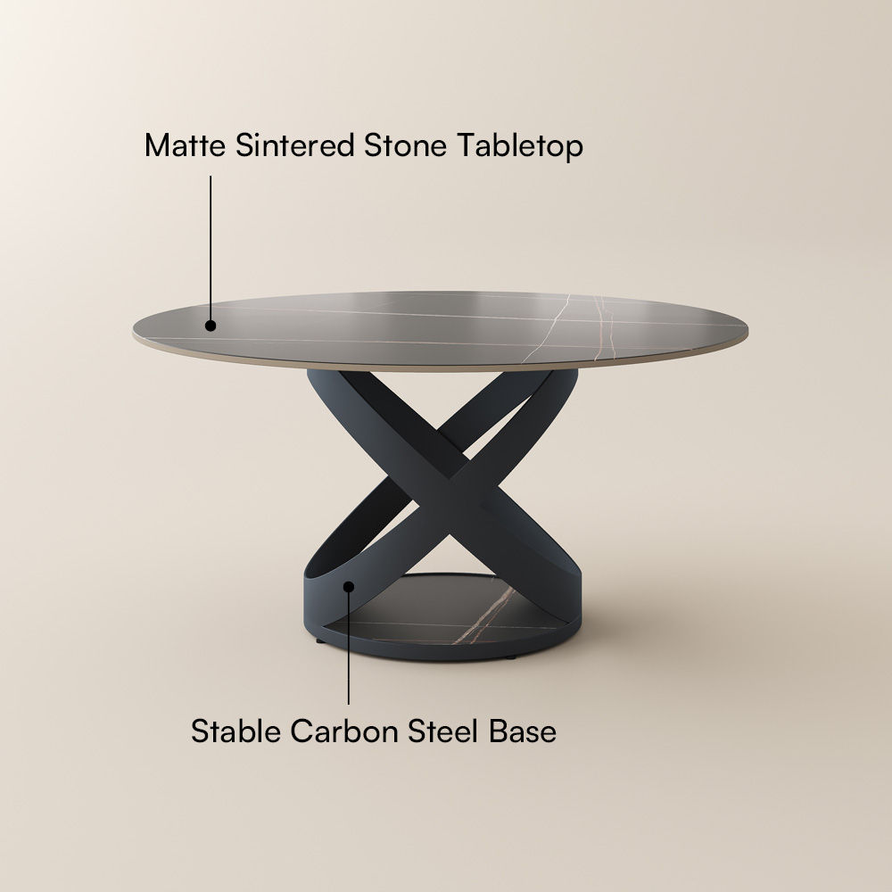 Black Black Matte Sintered Stone Dining Tables