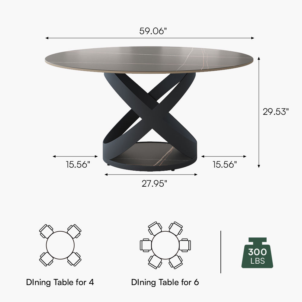 Matte Sintered Stone Black Matte Sintered Stone Dining Tables